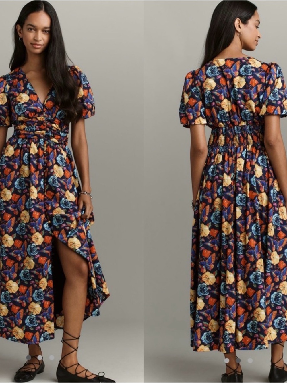 Anthropologie Katerina Navy Floral Midi Dress NWT Plus Size